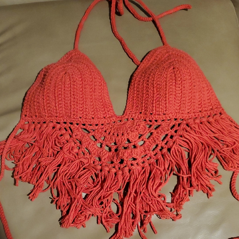 Crochet Halter Top with Fringe